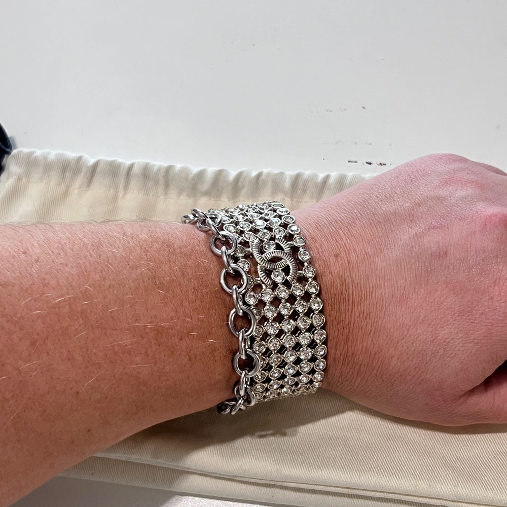 Cuff Silver Adjustable Silver Crystal Bracelet - image 4